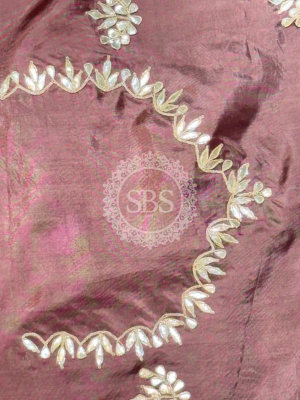 UPADA SILK GOTA PATTI LEHENGA Wine / Free Size