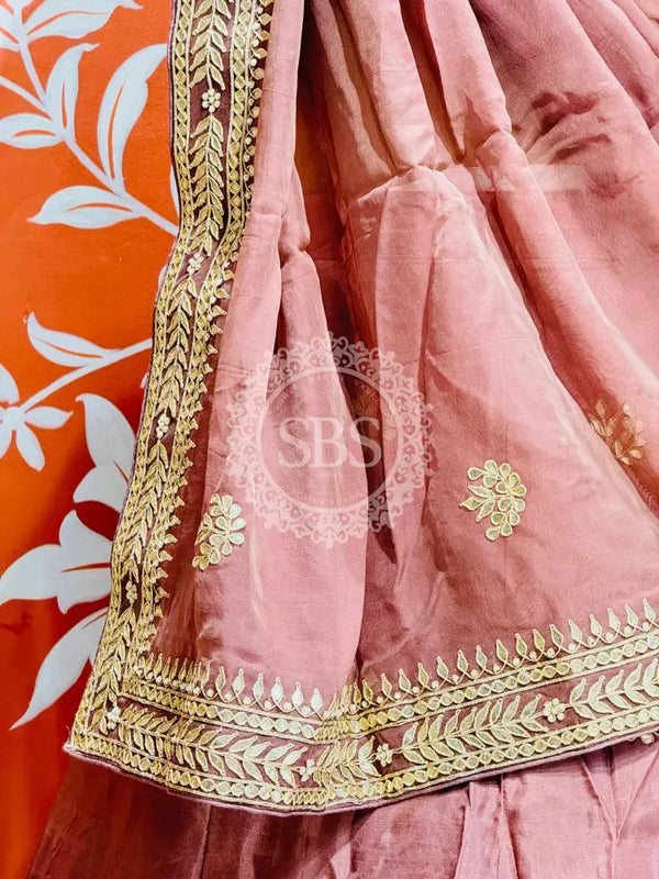 UPADA SILK GOTA PATTI LEHENGA Wine / Free Size