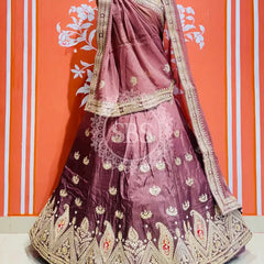 UPADA SILK GOTA PATTI LEHENGA Wine / Free Size