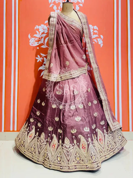 UPADA SILK GOTA PATTI LEHENGA Wine / Free Size