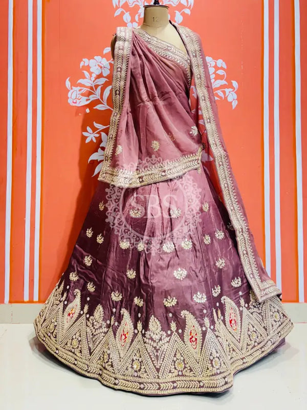 UPADA SILK GOTA PATTI LEHENGA Wine / Free Size