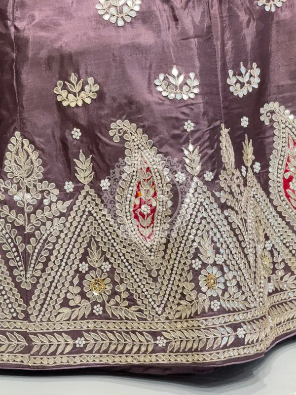 UPADA SILK GOTA PATTI LEHENGA Wine / Free Size