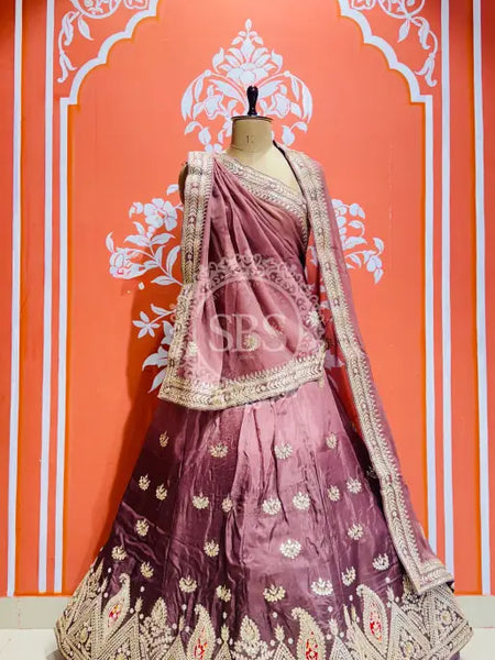 UPADA SILK GOTA PATTI LEHENGA Wine / Free Size