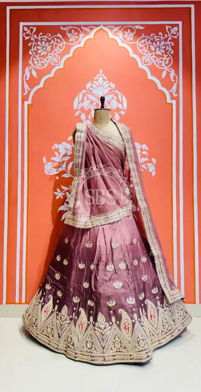UPADA SILK GOTA PATTI LEHENGA Wine / Free Size