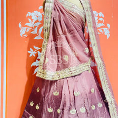 UPADA SILK GOTA PATTI LEHENGA Wine / Free Size