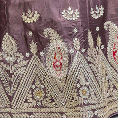UPADA SILK GOTA PATTI LEHENGA Wine / Free Size