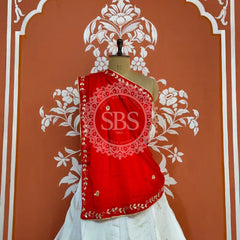 UPADA SILK HANDWORK GOTA PATTI LEHENGA Red & White / Free Size