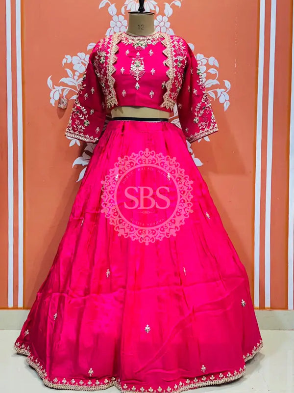 UPADA SILK HANDWORK INDO WESTERN Pink / Free Size