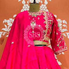 UPADA SILK HANDWORK INDO WESTERN Pink / Free Size