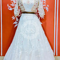 UPADA SILK HANDWORK INDO WESTERN Silver / Free Size