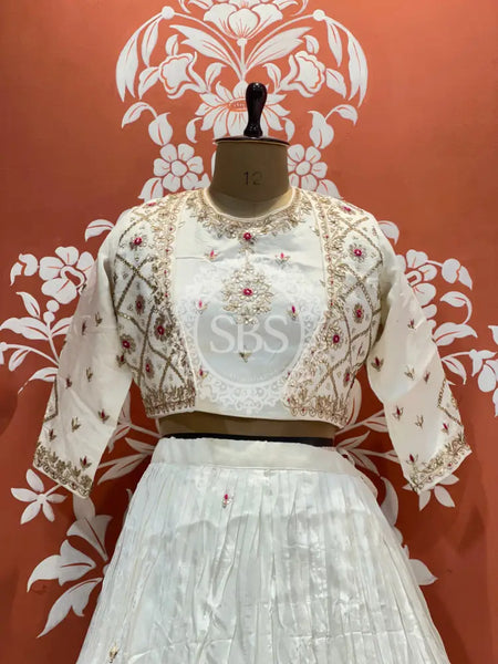 UPADA SILK HANDWORK INDO WESTERN Silver / Free Size