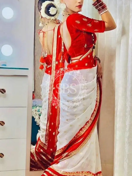 VISCOS GEORGETTE DOUBLE SHADE SAREE