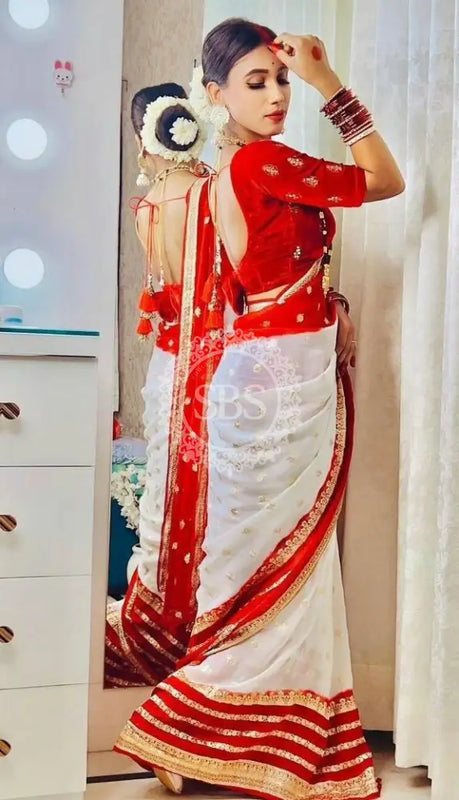 VISCOS GEORGETTE DOUBLE SHADE SAREE