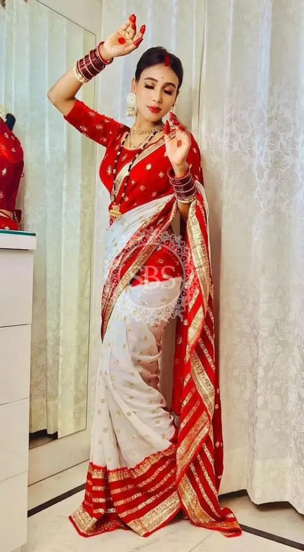 VISCOS GEORGETTE DOUBLE SHADE SAREE