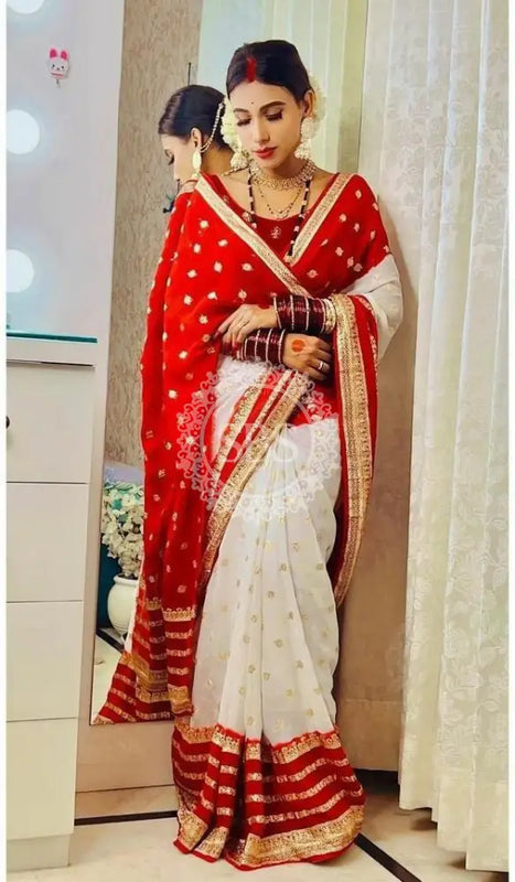 VISCOS GEORGETTE DOUBLE SHADE SAREE